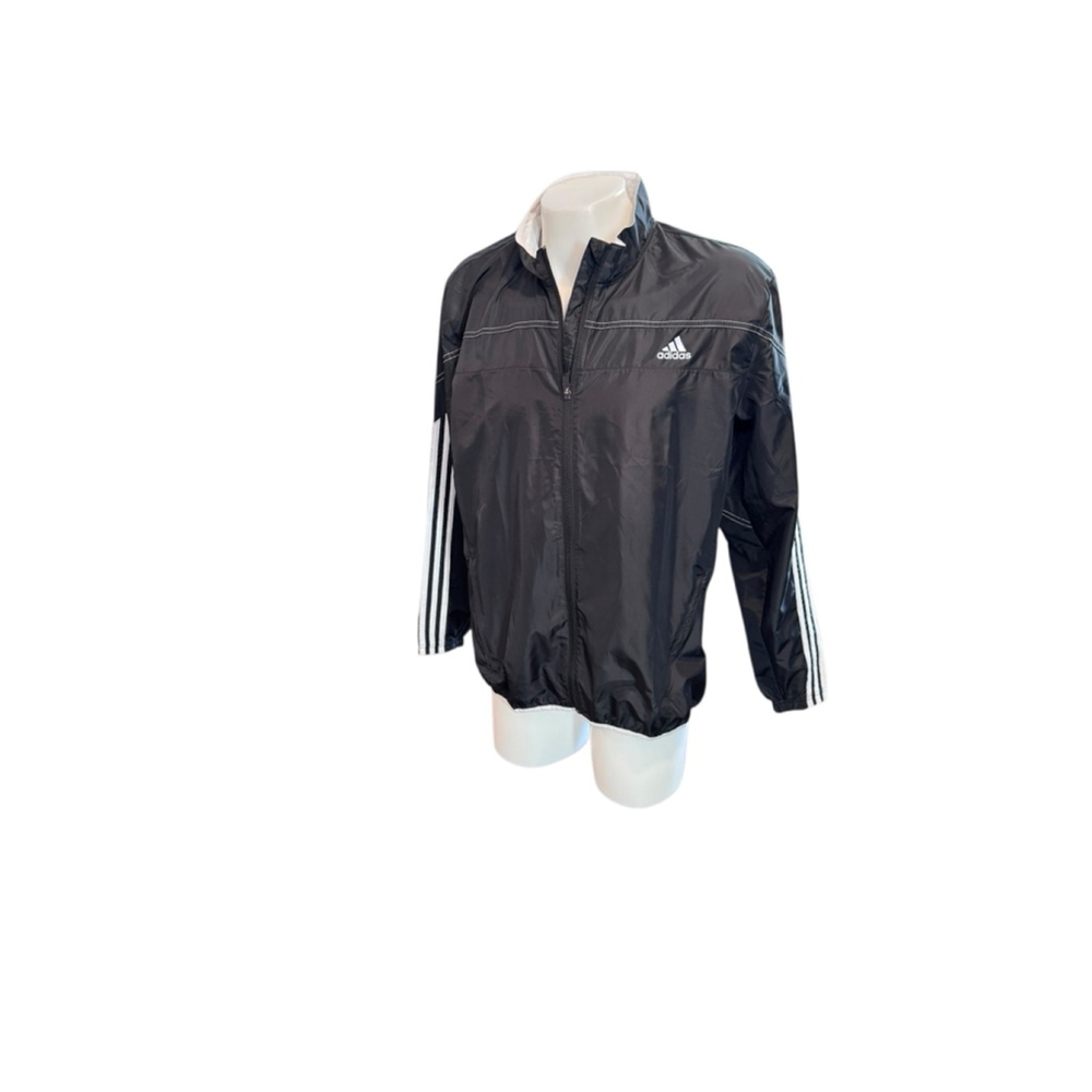 Men's Adidas Black & White Windbreaker Jacket L